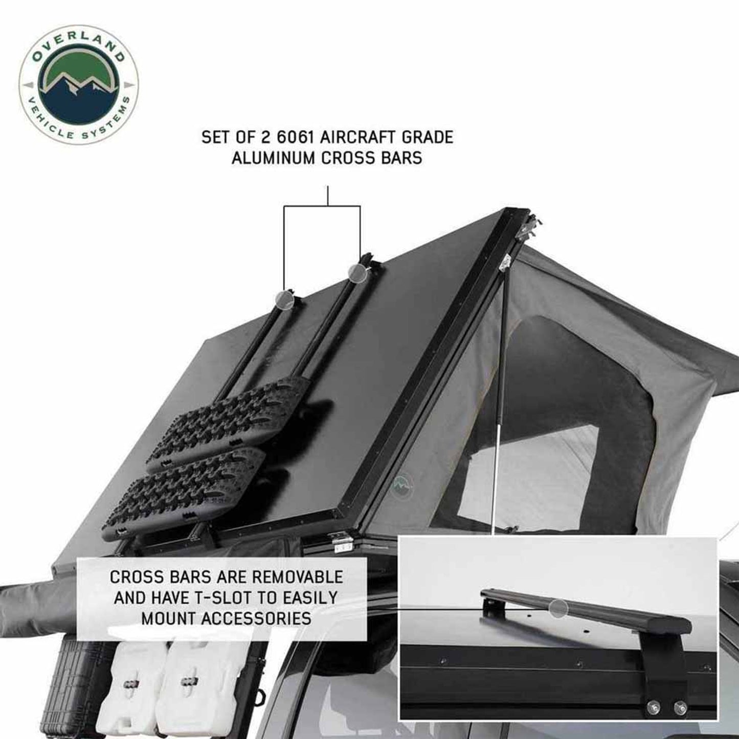 OVS Sidewinder tent with diagram showing dual gas strut assisted opening system