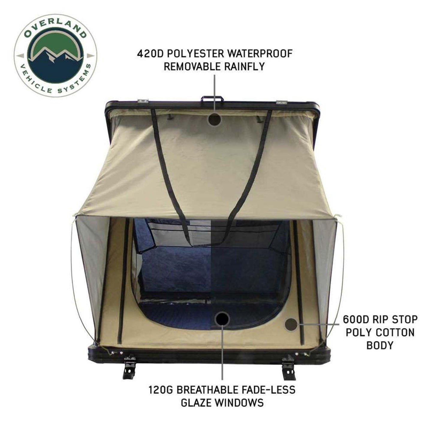 OVS LD TMON tent front view with open door and ladder access