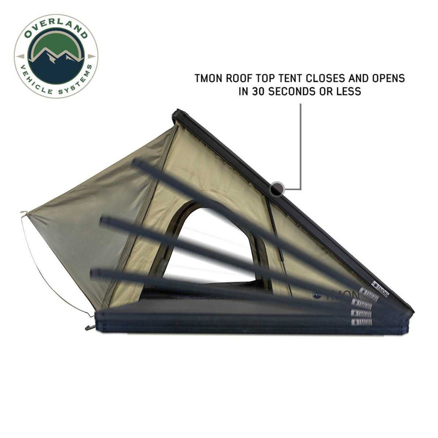 Side profile of OVS LD TMON rooftop tent closing