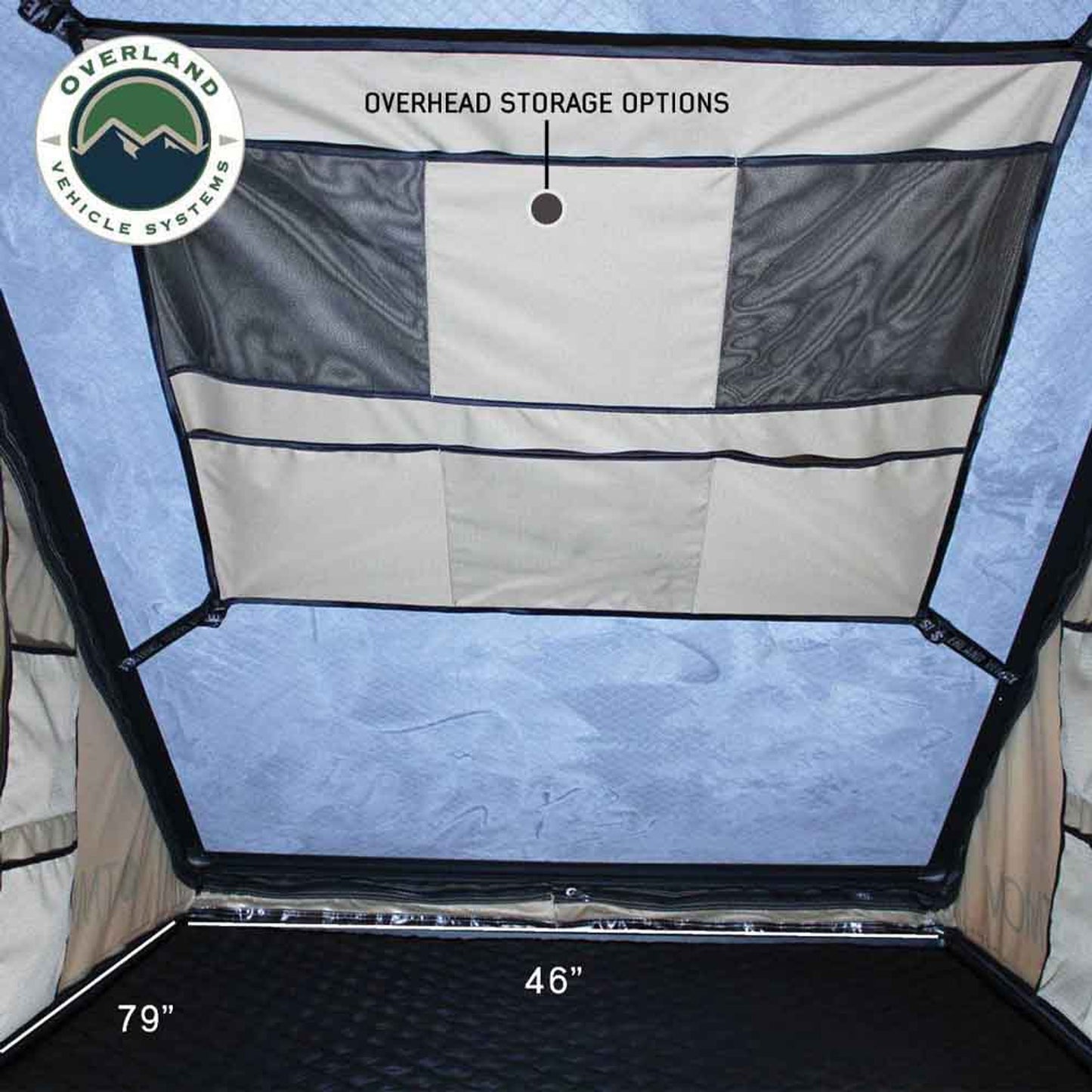Interior mesh storage pocket inside OVS LD TMON rooftop tent