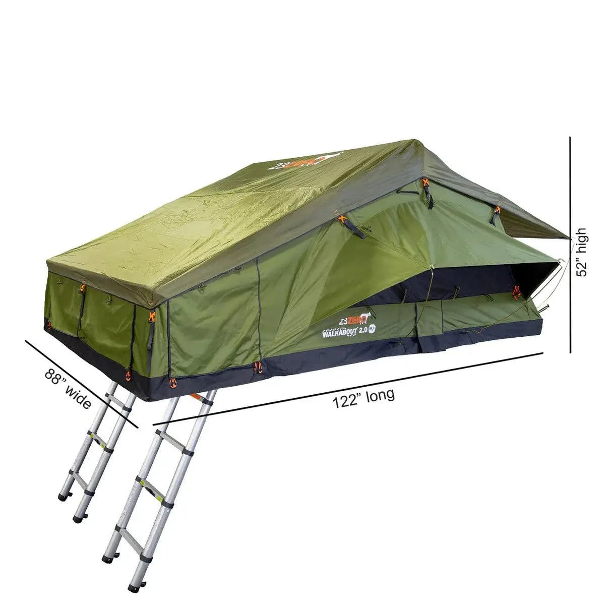 23Zero Walkabout 87 2.0 Soft-Shell Rooftop Tent – spacious and durable overland camping tent for 5 adults