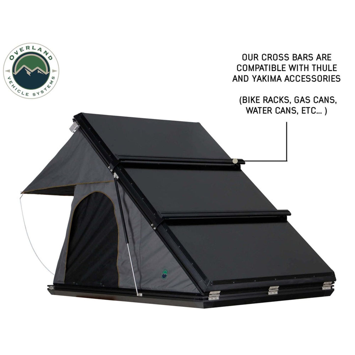 Side profile view of OVS Mamba Clamshell rooftop tent