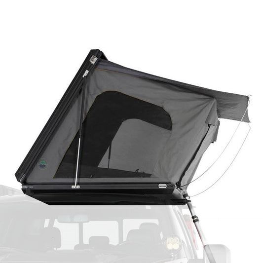 OVS Sidewinder rooftop tent closed with rainfly extended