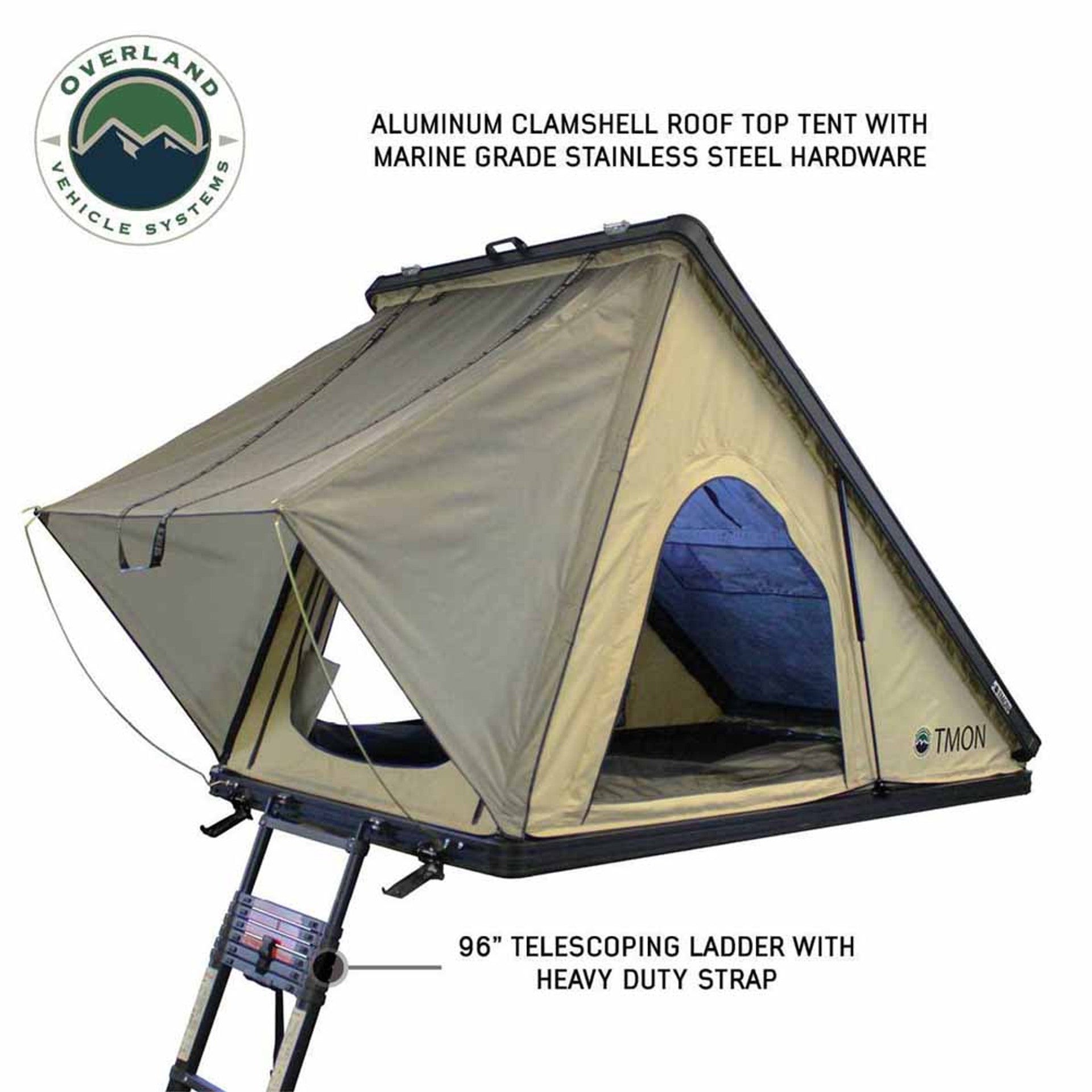 Diagram of OVS LD TMON rooftop tent highlighting canvas and window