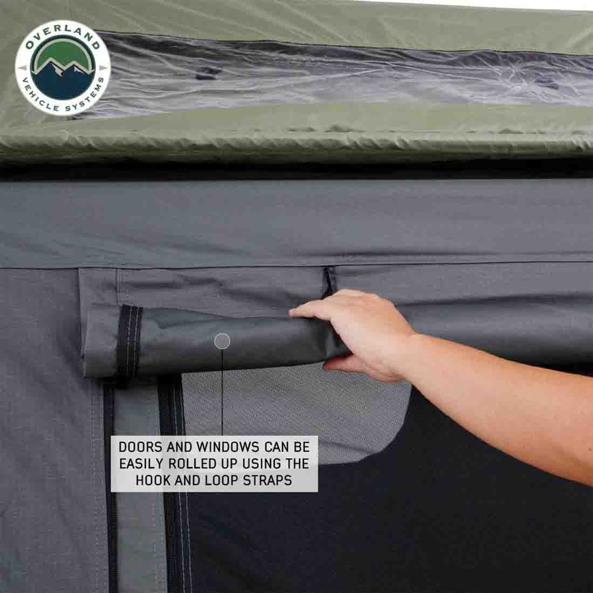 Exterior shoe windows on OVS Nomadic Extended rooftop tent