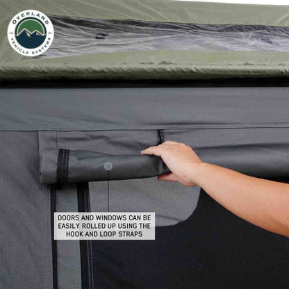 Exterior shoe windows on OVS Nomadic Extended rooftop tent