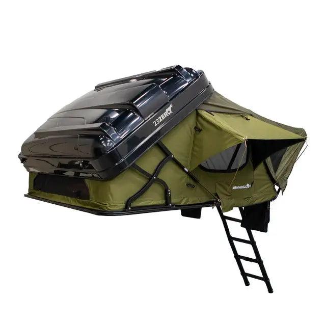Angle, open view of 23Zero Armadillo X3 Tent – weatherproof, high-clearance entry for easy access