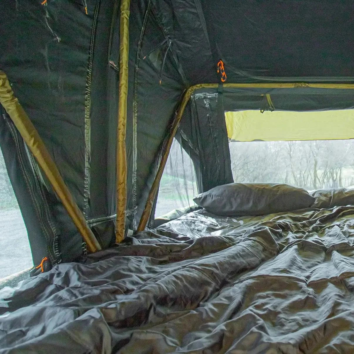 Interior view of 23Zero Breezeway 62 2.0 Rooftop Tent – spacious queen-size sleeping area with high-density foam mattress