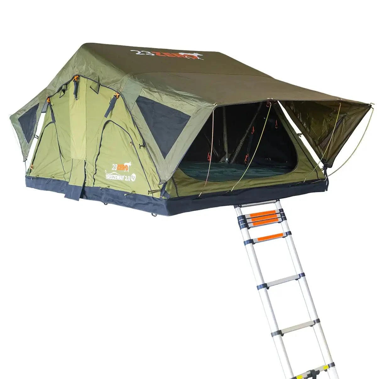 Angled side view of 23Zero Breezeway 62 2.0 – four portal-style windows for panoramic views and ventilation