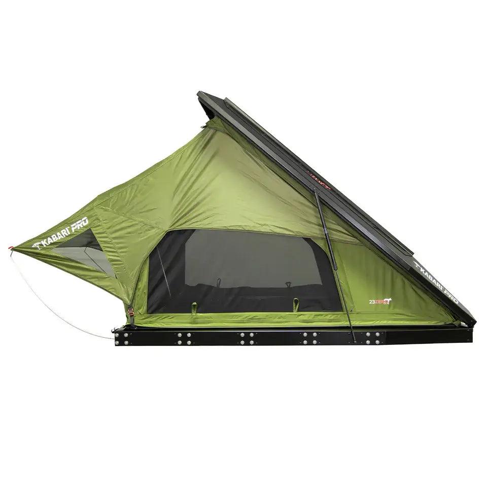 Side profile of 23Zero Kabari PRO tent with integrated awning brackets – designed for added overland accessories