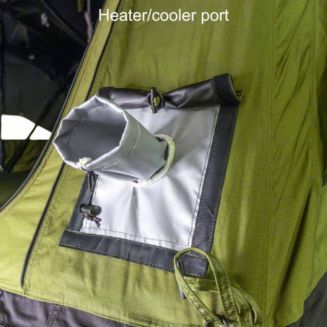 Close-up of 23Zero Walkabout 87 2.0 heater/cooler port – weather-resistant ECO13B material for all-season durability
