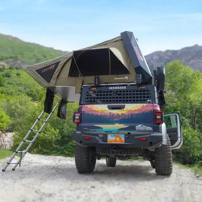 23Zero Armadillo A2 Hardshell Tent mounted on truck – secure, heavy-duty shell designed for all seasons