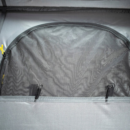 Exterior view of Smittybilt Gen2 Overlander Tent showing zippered window and mesh ventilation