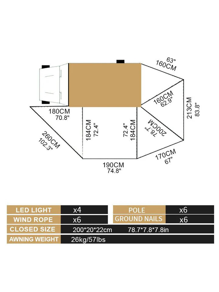 Naturnest 270° Car Awning Tent