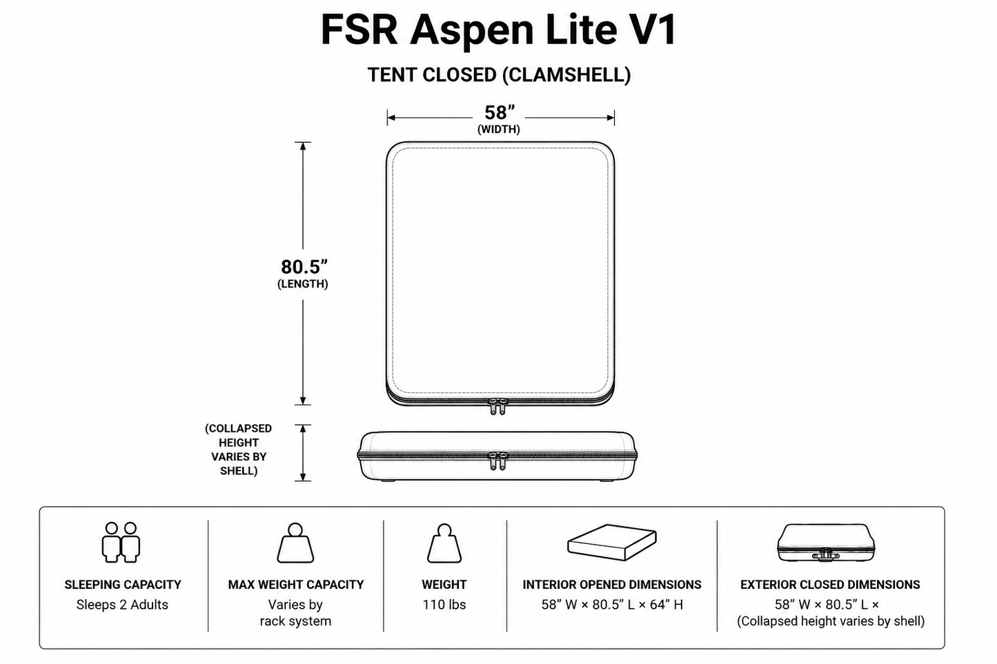 Freespirit Recreation Aspen Lite V1 Rooftop Tent