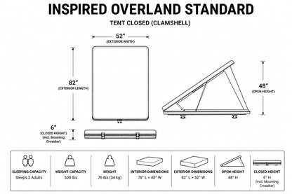 Inspired Overland Standard Lightweight Rooftop Tent