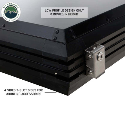 Close-up of OVS Mamba Clamshell lockable latch system on tent frame