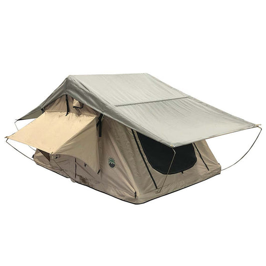OVS LD TMBK 3 rooftop tent fully deployed with awnings extended