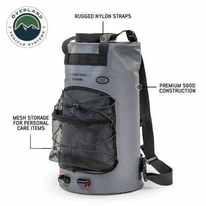 OVS Portable Camp Shower - 23 QT, Nozzle, Foot Pump, and Mesh Storage