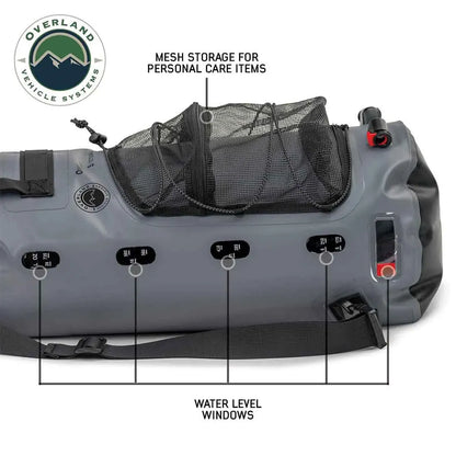 OVS Portable Camp Shower - 23 QT, Nozzle, Foot Pump, and Mesh Storage