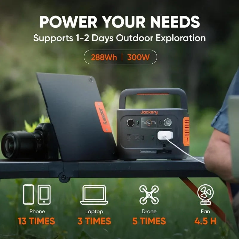 Jackery Solar Generator 300 Plus Portable Power Station with 40W Book-sized Solar Panel