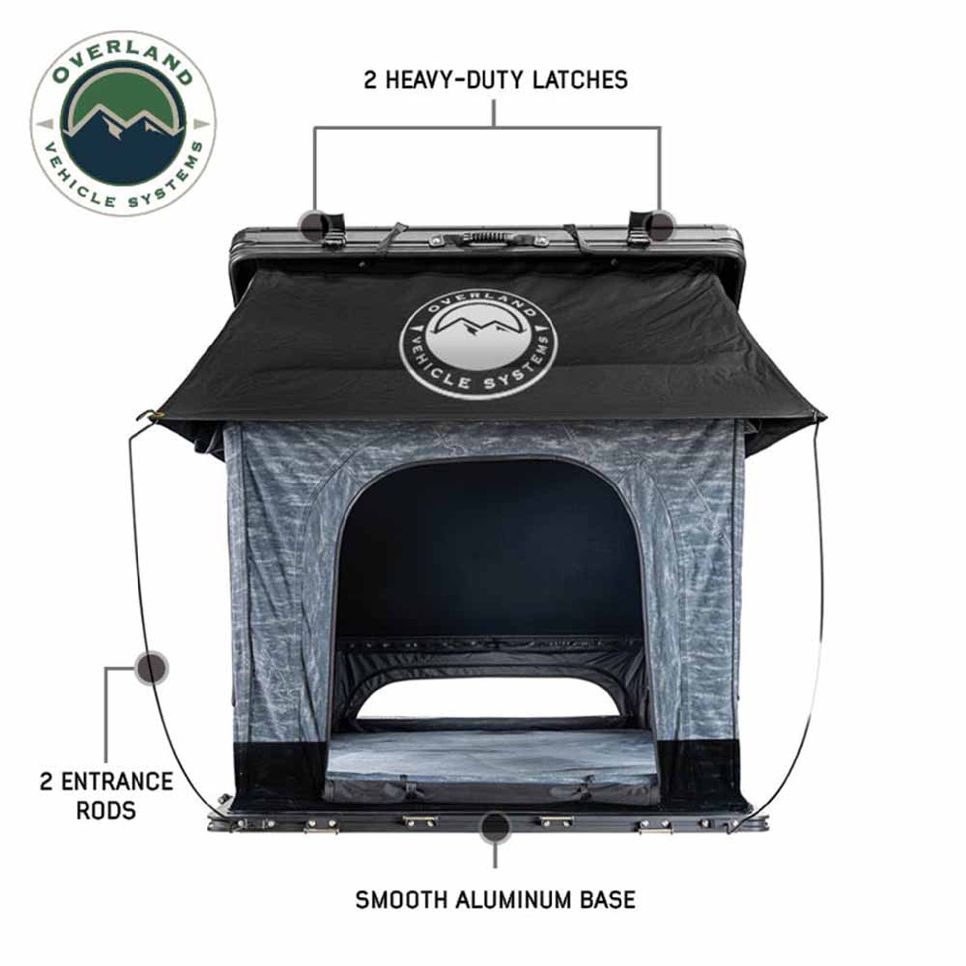 Front view of OVS XD Lhotse rooftop tent mesh panel visible