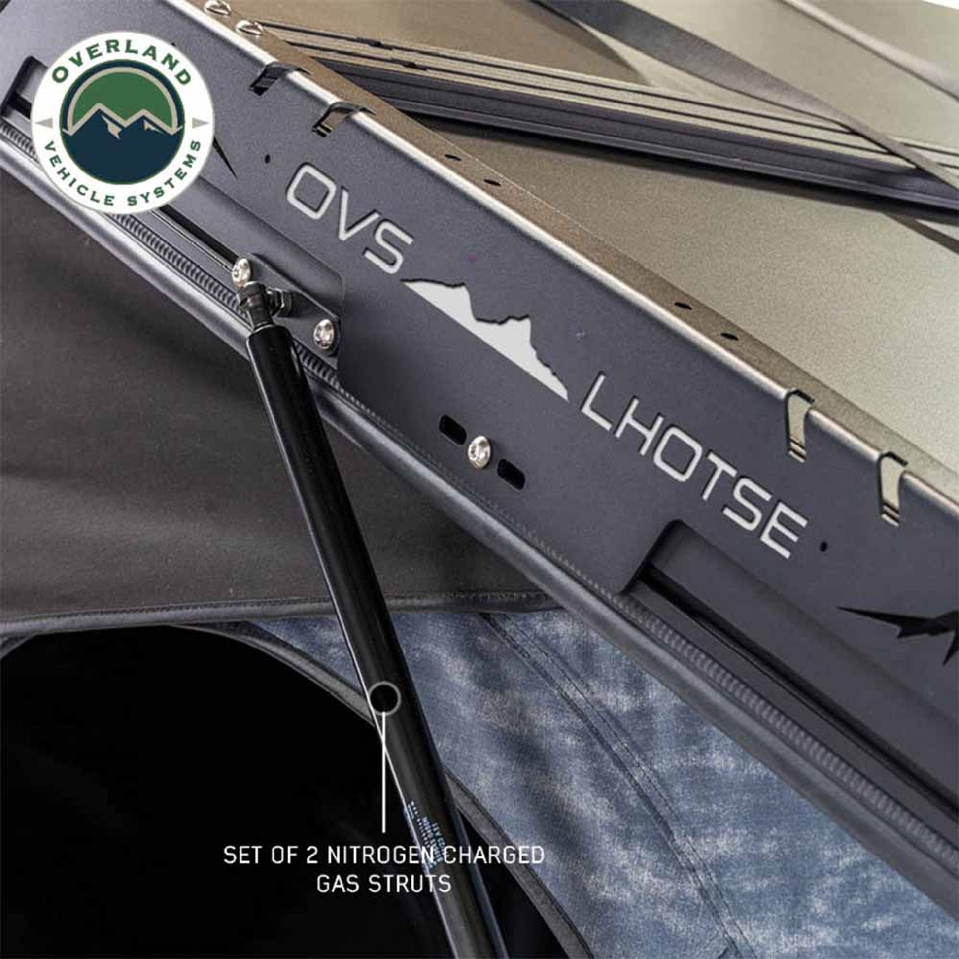 Close-up of gas strut of OVS XD Lhotse tent