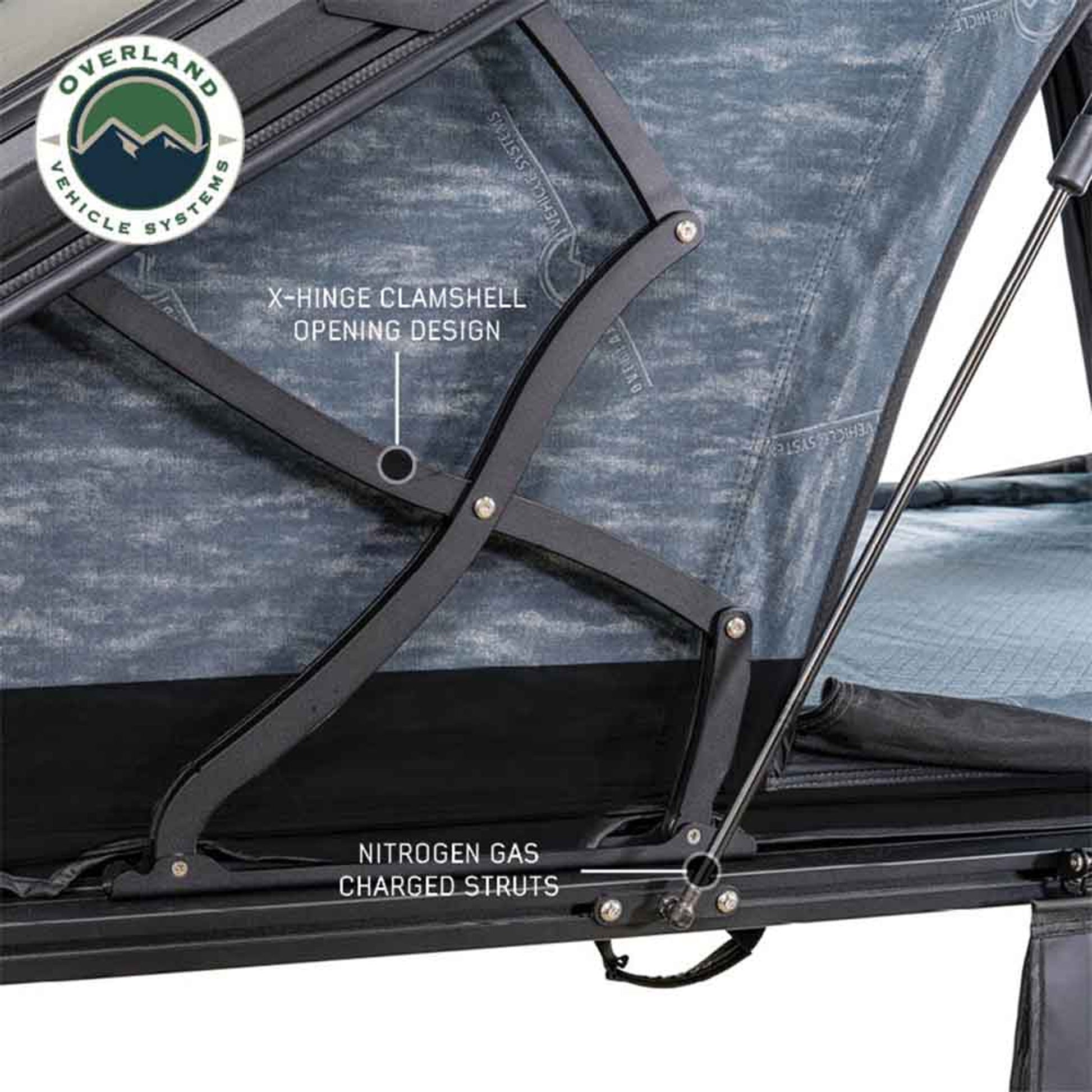 Close-up of gas strut hardware of OVS XD Lhotse tent

