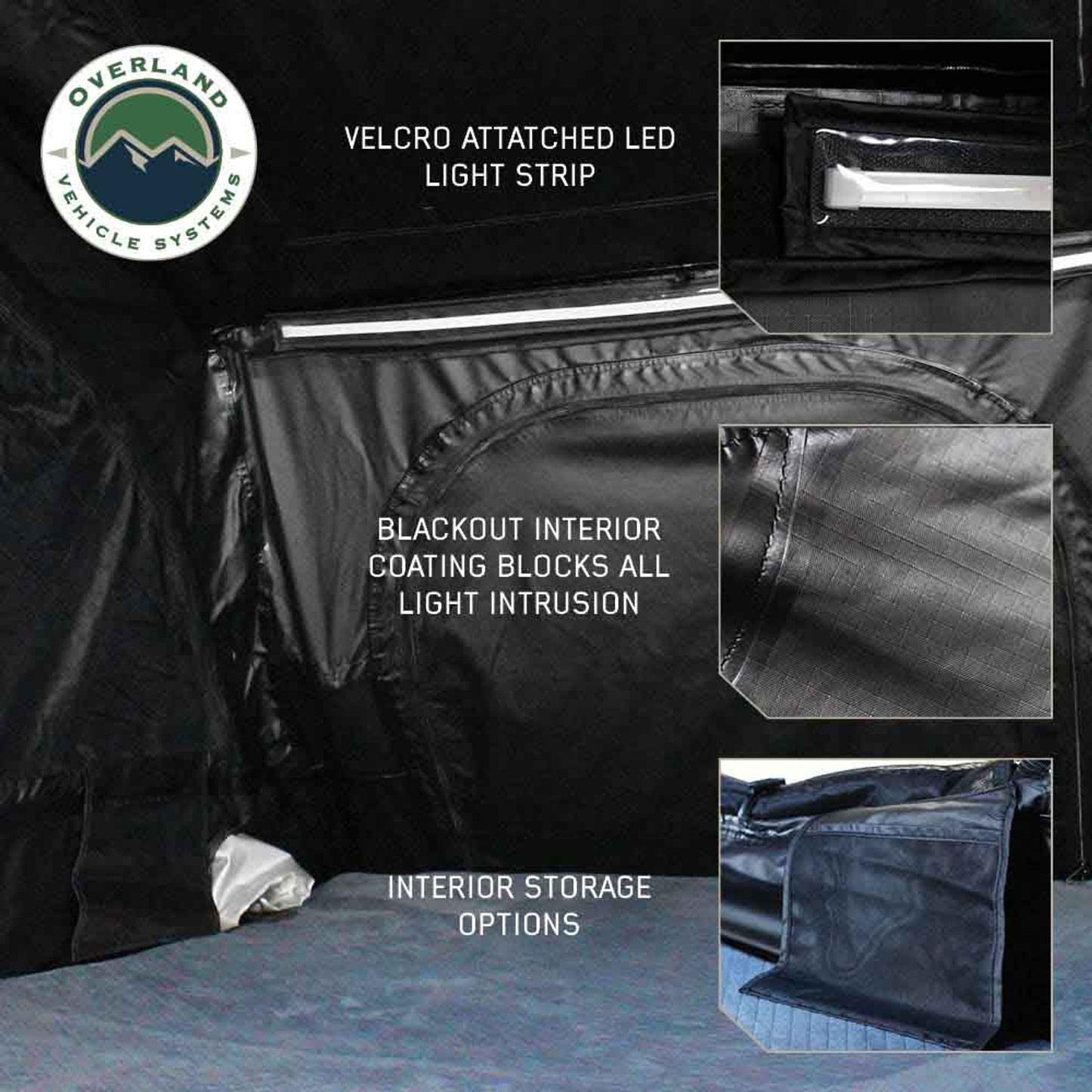 Interior view of OVS XD Sherpa tent with blackout fabric and vents