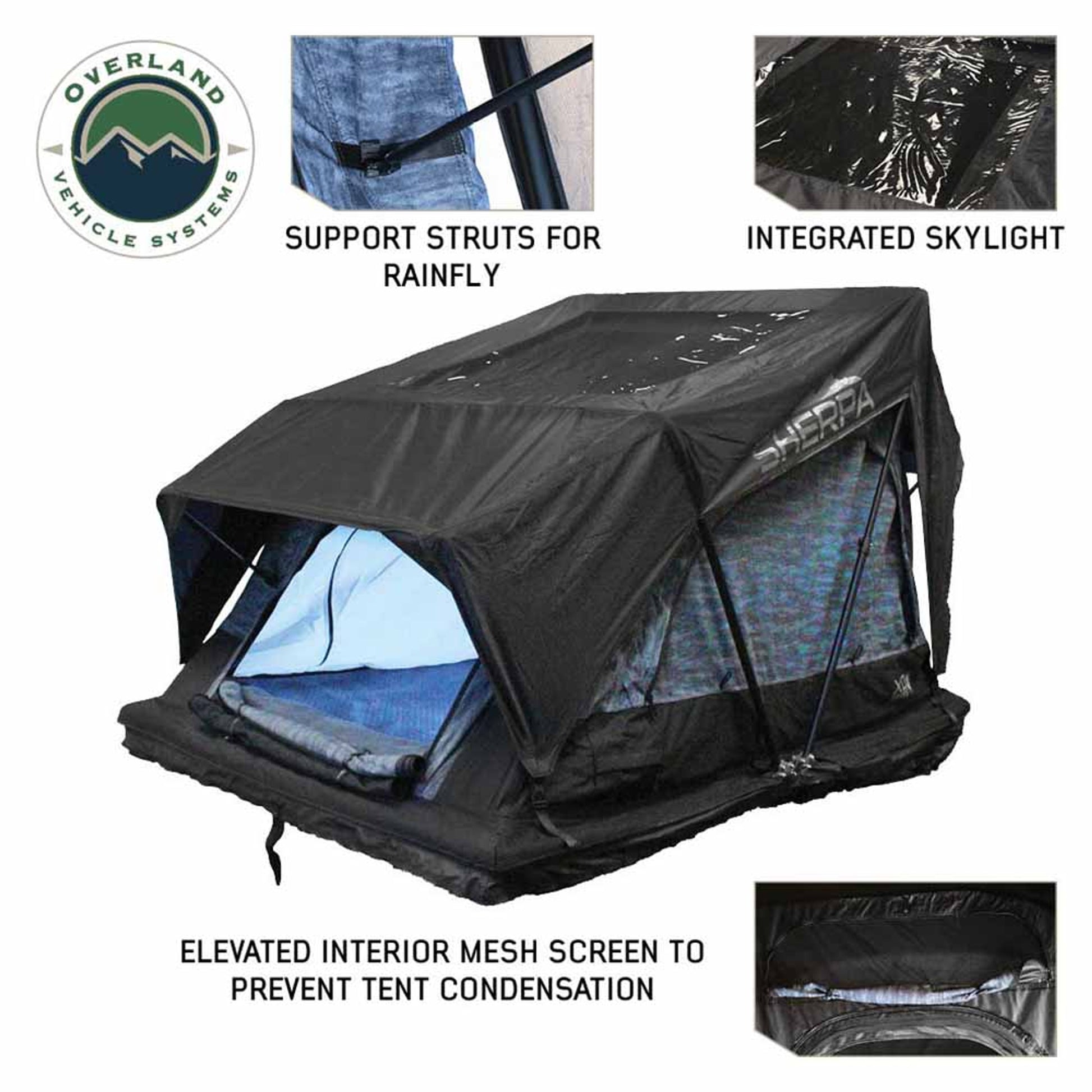 Rear view of OVS XD Sherpa rooftop tent with cover
